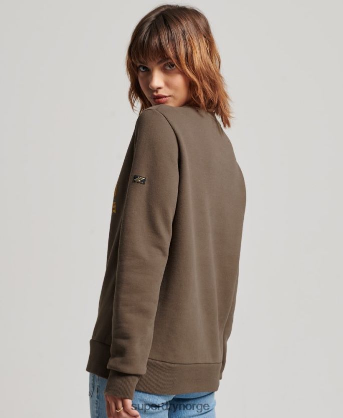 Superdry kaki klær 86P46D3323 vintage-logo-utsmykket crew-genser kvinner