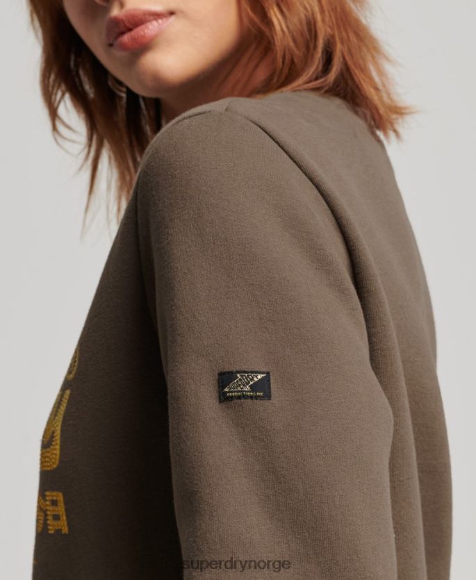 Superdry kaki klær 86P46D3323 vintage-logo-utsmykket crew-genser kvinner