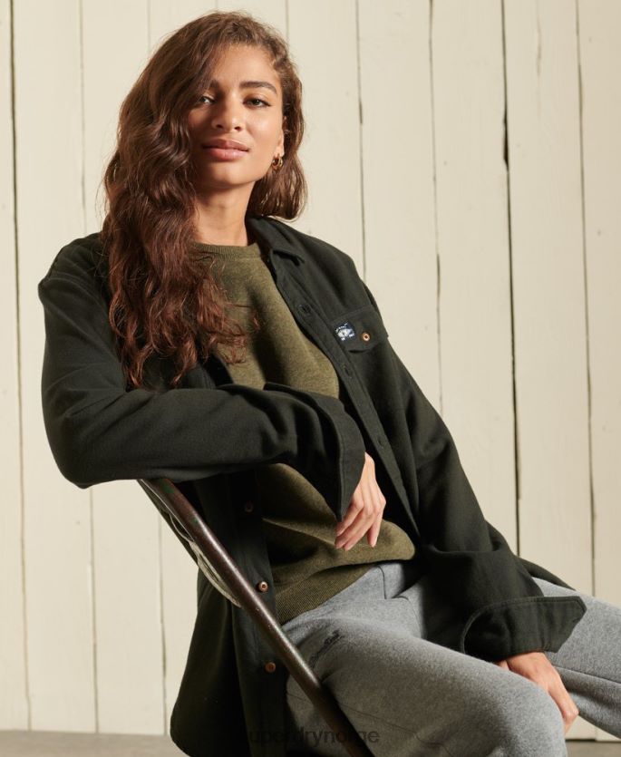 Superdry kaki klær 86P46D3478 vintage sweatshirt med logobesetning kvinner