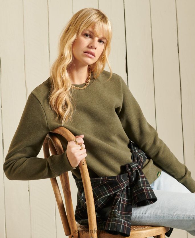 Superdry kaki klær 86P46D3494 vintage sweatshirt med logobesetning i økologisk bomull kvinner
