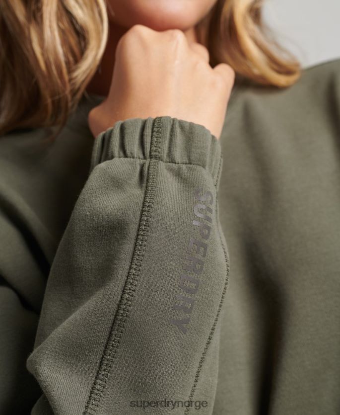 Superdry kaki klær 86P46D5921 kode tech crew sweatshirt kvinner