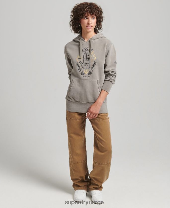 Superdry kaki klær 86P46D6036 vintage hettegenser for fred og kjærlighet kvinner