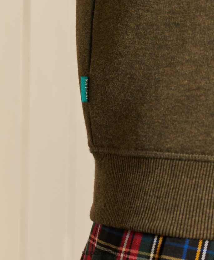 Superdry kaki klær 86P46D6038 Henley sweatshirt med løs passform med brodert logo med glidelås kvinner