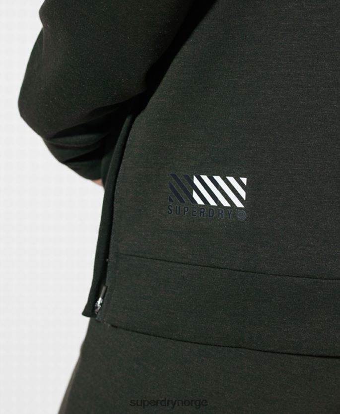 Superdry kaki klær 86P46D6124 trenings hettegenser med halv glidelås kvinner