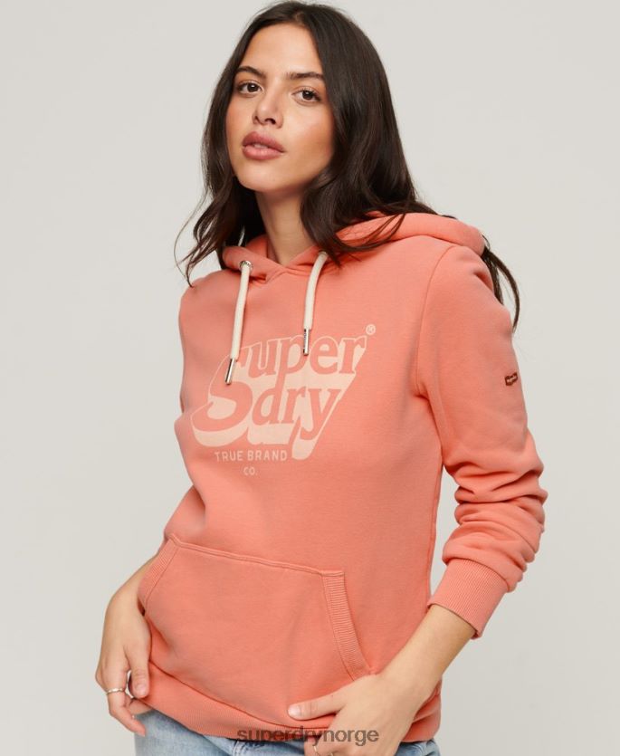 Superdry korall klær 86P46D2243 vintage shadow hettegenser kvinner