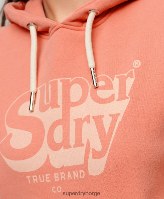 Superdry korall klær 86P46D2243 vintage shadow hettegenser kvinner