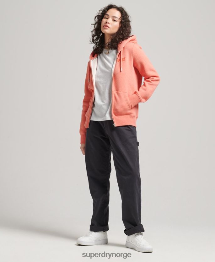 Superdry korall klær 86P46D3329 vintage hettegenser med glidelås i økologisk bomull kvinner
