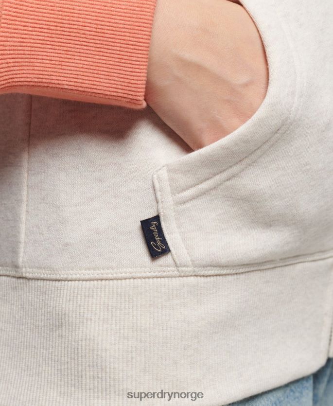 Superdry korall klær 86P46D3339 vintage logo brodert baseball hettegenser med glidelås kvinner