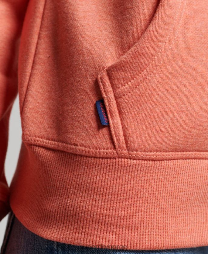 Superdry korall klær 86P46D3388 vintage logo brodert hettegenser med glidelås kvinner