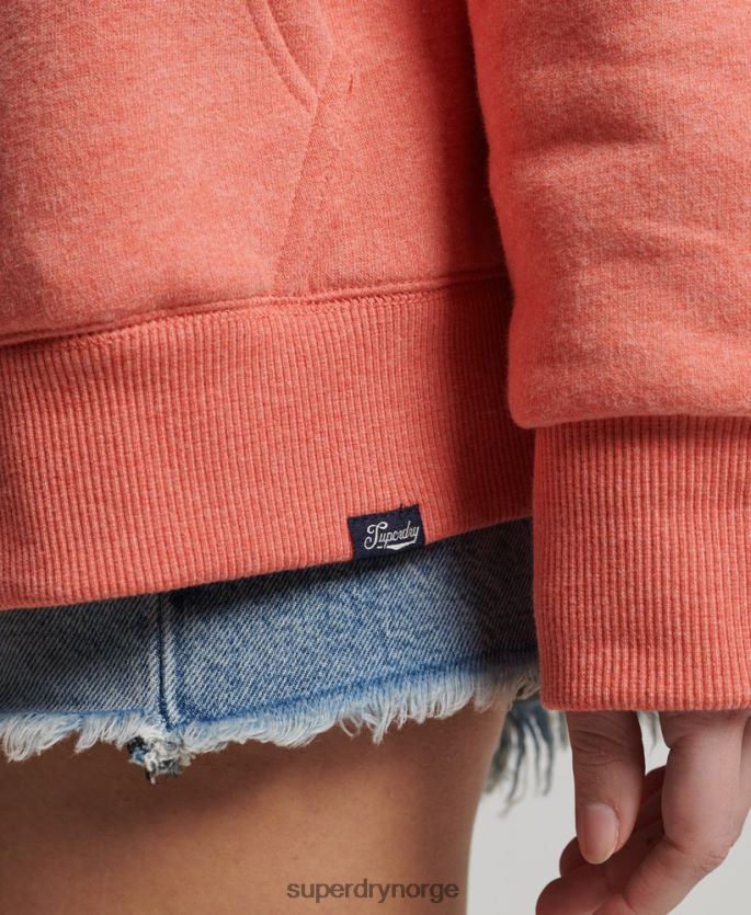 Superdry korall klær 86P46D5767 essensiell borg-fôret hettegenser med glidelås kvinner