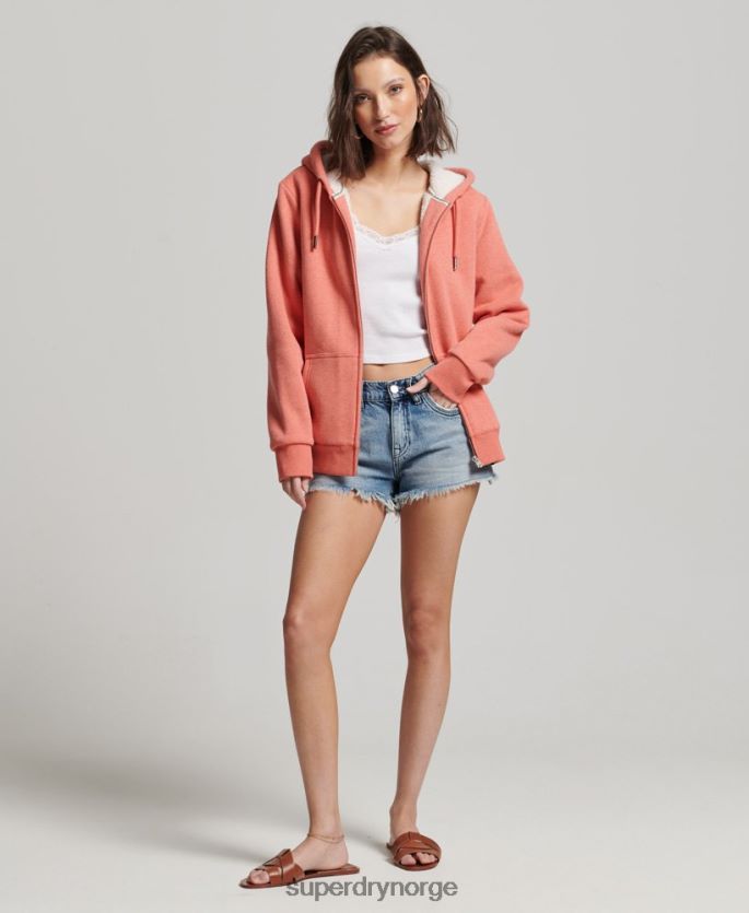 Superdry korall klær 86P46D5767 essensiell borg-fôret hettegenser med glidelås kvinner