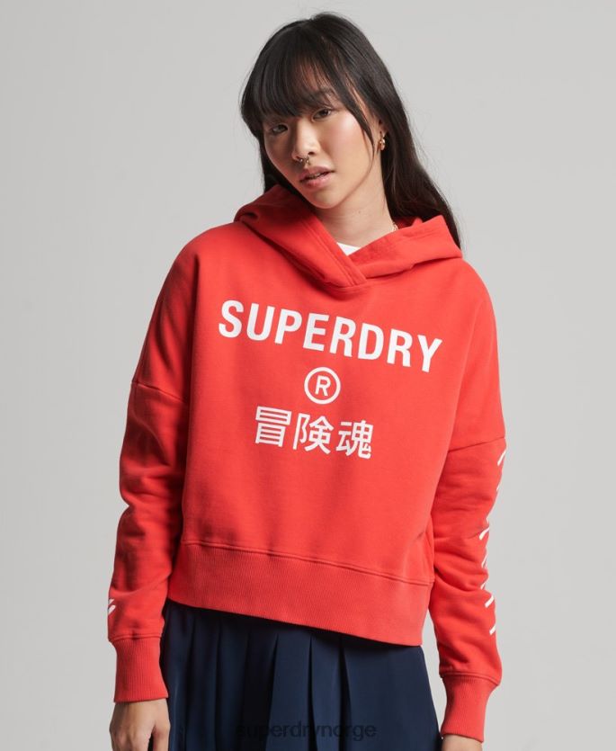 Superdry korall klær 86P46D5857 code core sport crop box hettegenser kvinner