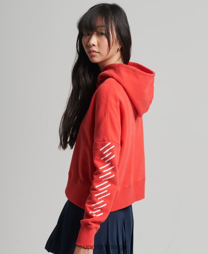 Superdry korall klær 86P46D5857 code core sport crop box hettegenser kvinner