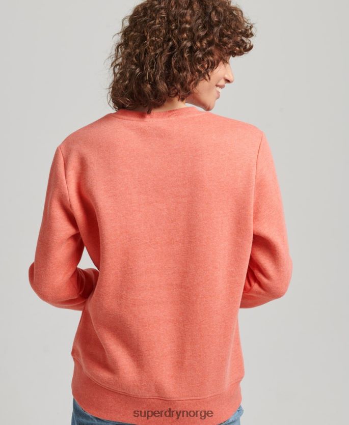 Superdry korall klær 86P46D5866 genser med logobesetning i økologisk bomull kvinner