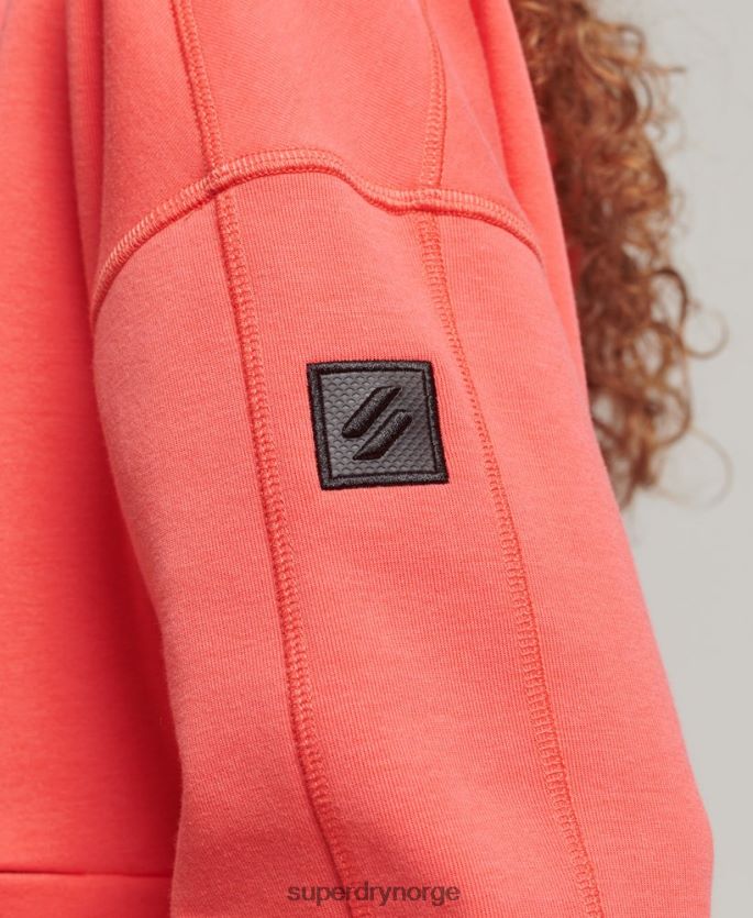 Superdry korall klær 86P46D5888 kode tech hettegenser med glidelås kvinner