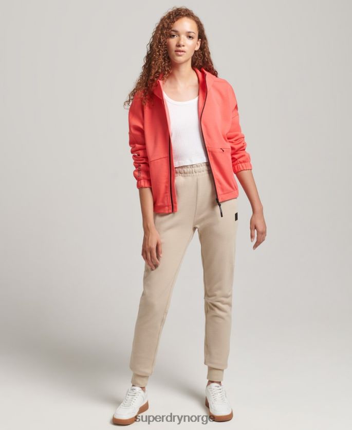 Superdry korall klær 86P46D5888 kode tech hettegenser med glidelås kvinner