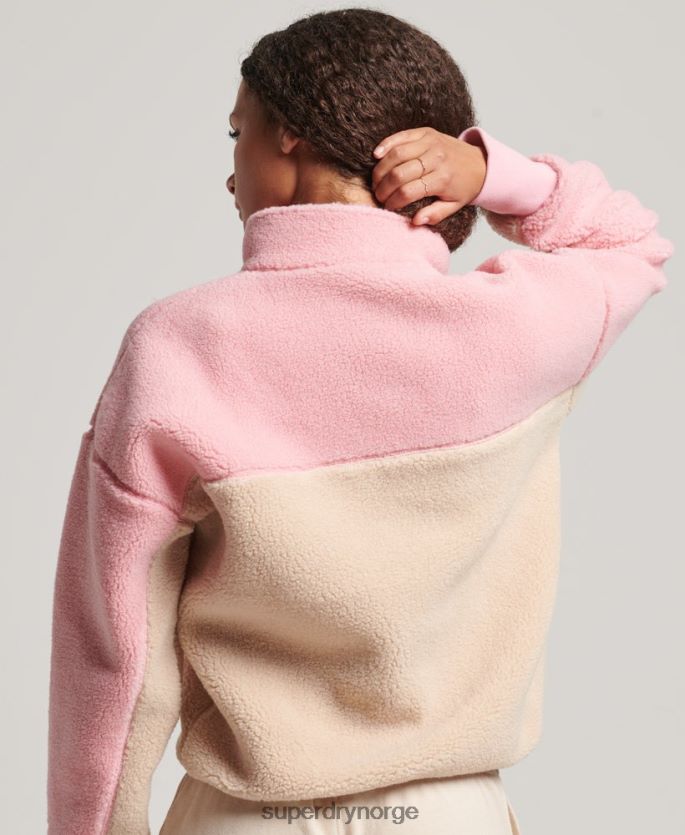 Superdry korall klær 86P46D5996 myk fôret henley borg genser kvinner