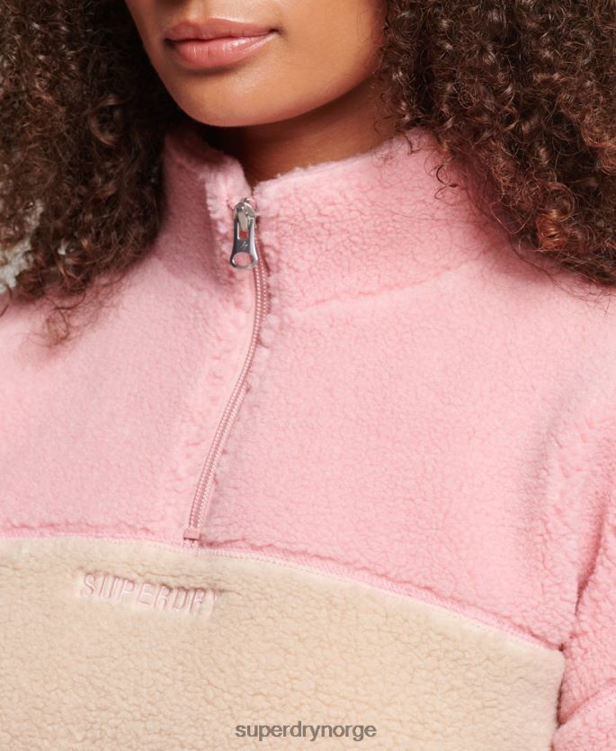 Superdry korall klær 86P46D5996 myk fôret henley borg genser kvinner