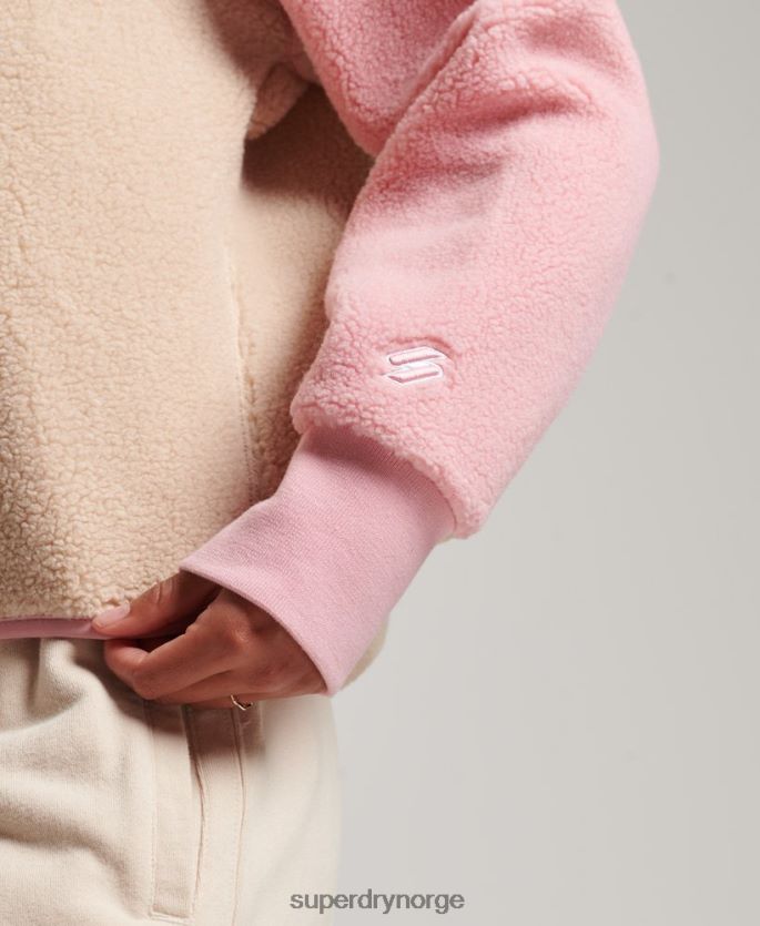 Superdry korall klær 86P46D5996 myk fôret henley borg genser kvinner