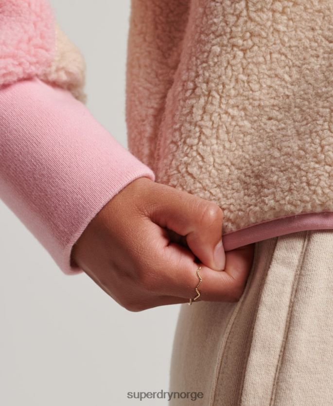 Superdry korall klær 86P46D5996 myk fôret henley borg genser kvinner