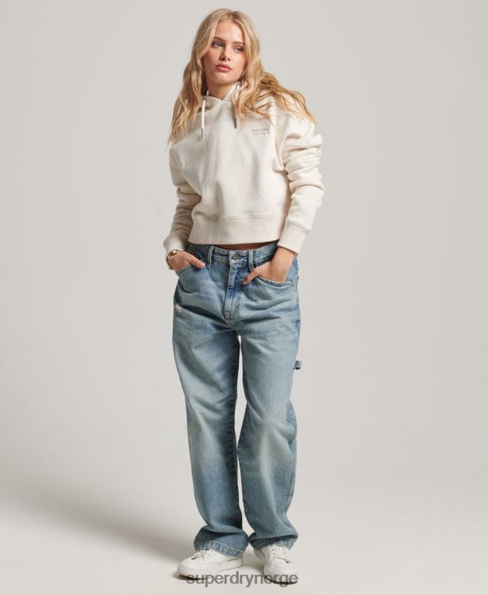 Superdry krem klær 86P46D1977 vintage hettegenser med beskjæring med logo kvinner