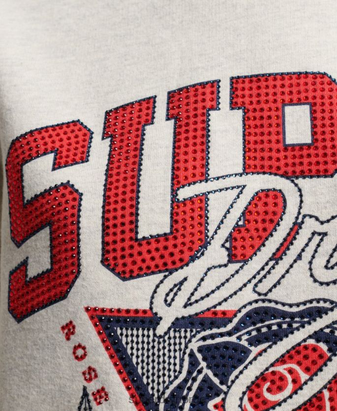 Superdry krem klær 86P46D2228 vintage franchise-genser kvinner