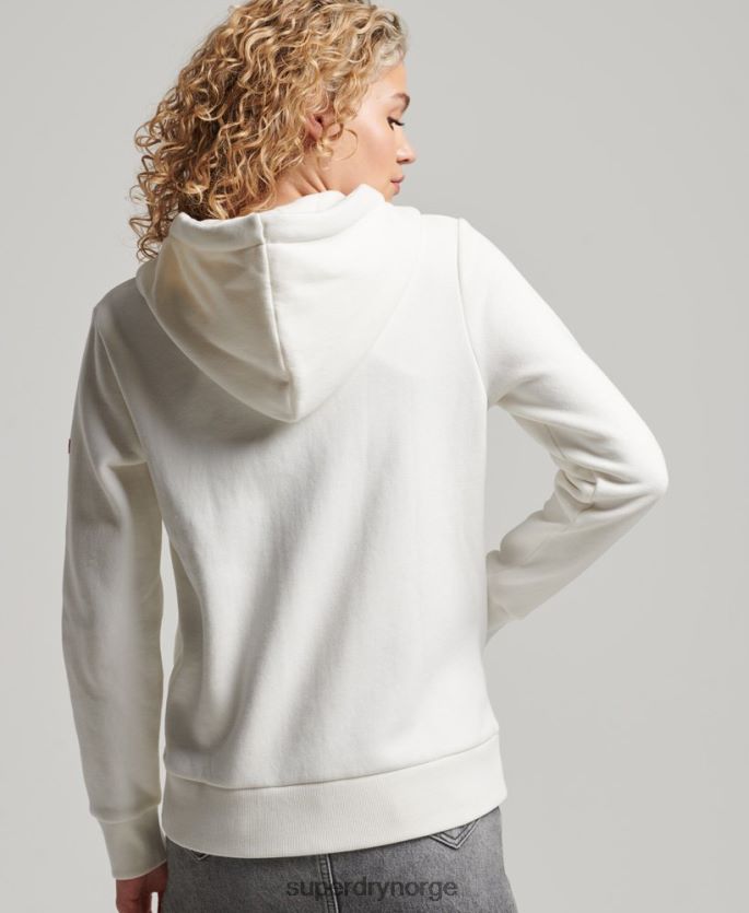Superdry krem klær 86P46D2252 vintage logo neon hettegenser med glidelås kvinner