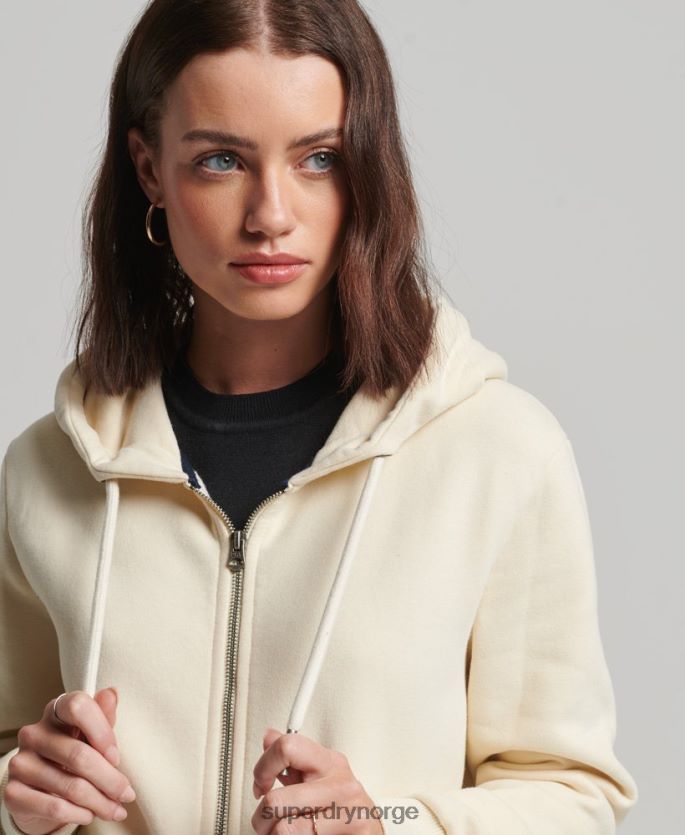 Superdry krem klær 86P46D3330 vintage logopyntet hettegenser med glidelås kvinner