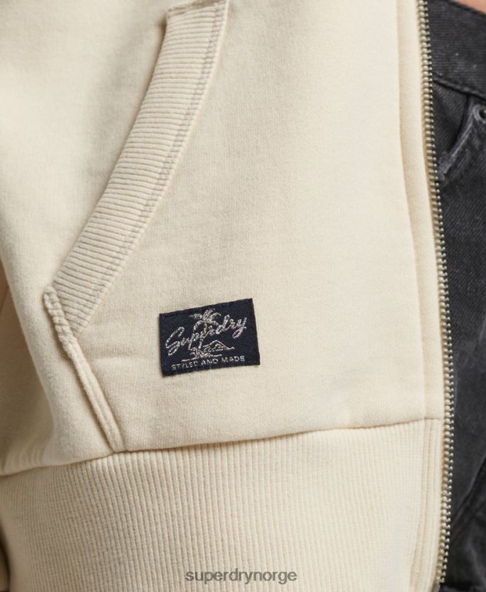 Superdry krem klær 86P46D3330 vintage logopyntet hettegenser med glidelås kvinner