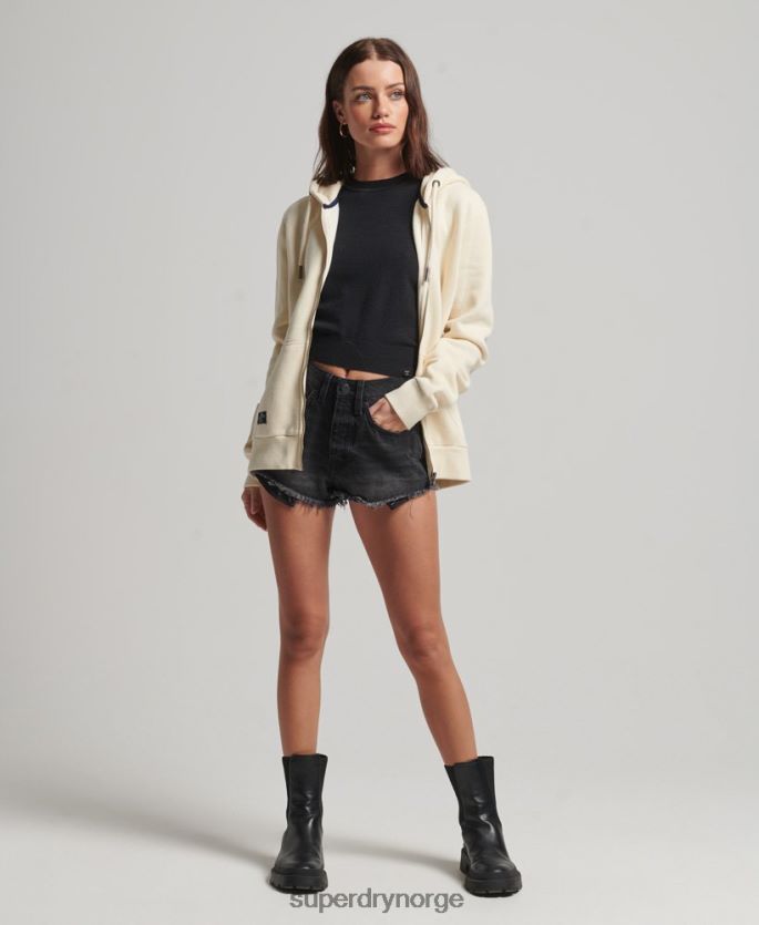 Superdry krem klær 86P46D3330 vintage logopyntet hettegenser med glidelås kvinner