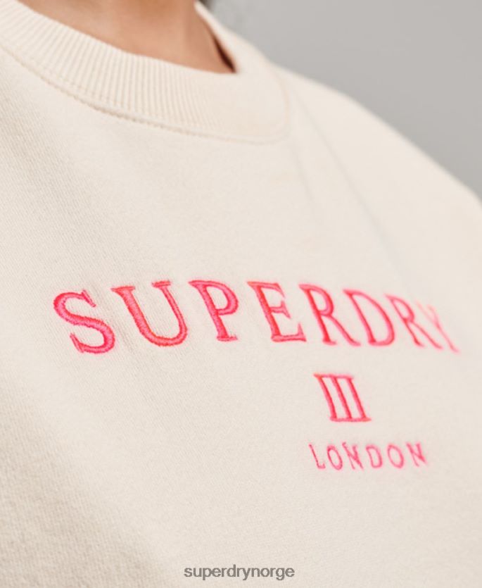 Superdry krem klær 86P46D3369 heraldikk oversized crew sweatshirt kvinner