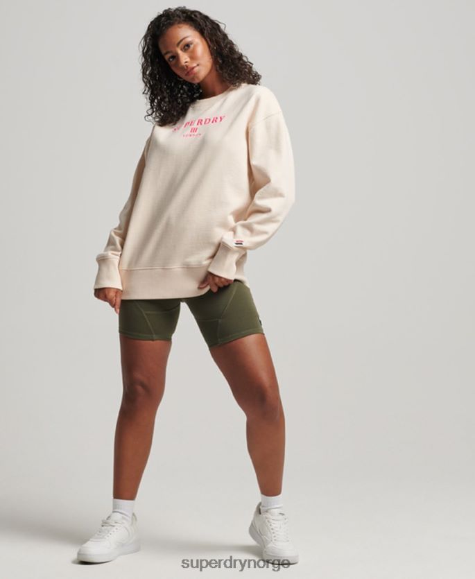 Superdry krem klær 86P46D3369 heraldikk oversized crew sweatshirt kvinner