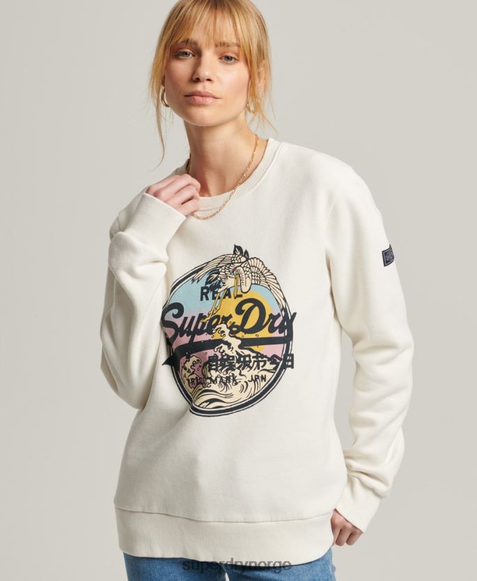 Superdry krem klær 86P46D3456 vintage logo narrativ crew sweatshirt kvinner