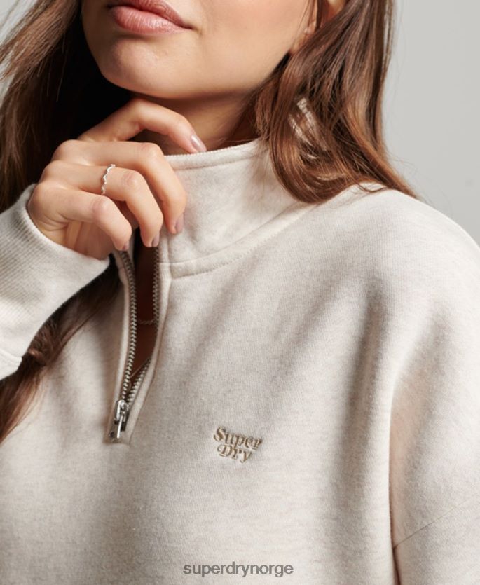 Superdry krem klær 86P46D3465 vintage logo brodert henley topp kvinner