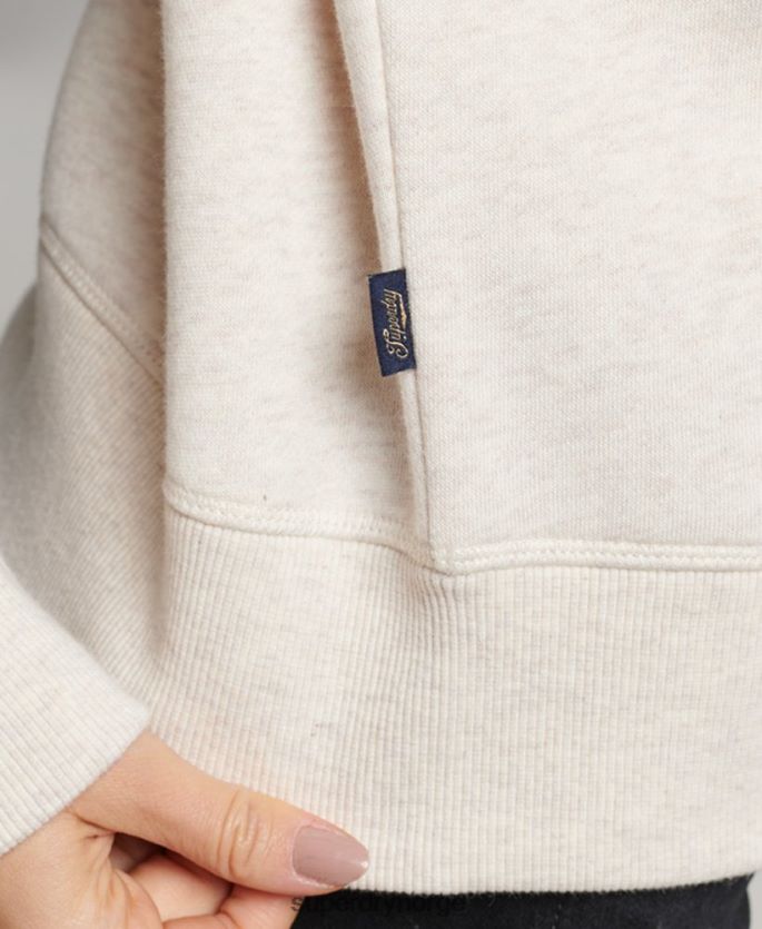 Superdry krem klær 86P46D3465 vintage logo brodert henley topp kvinner