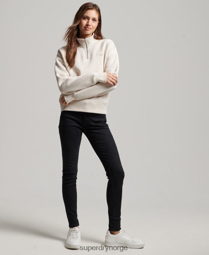 Superdry krem klær 86P46D3465 vintage logo brodert henley topp kvinner