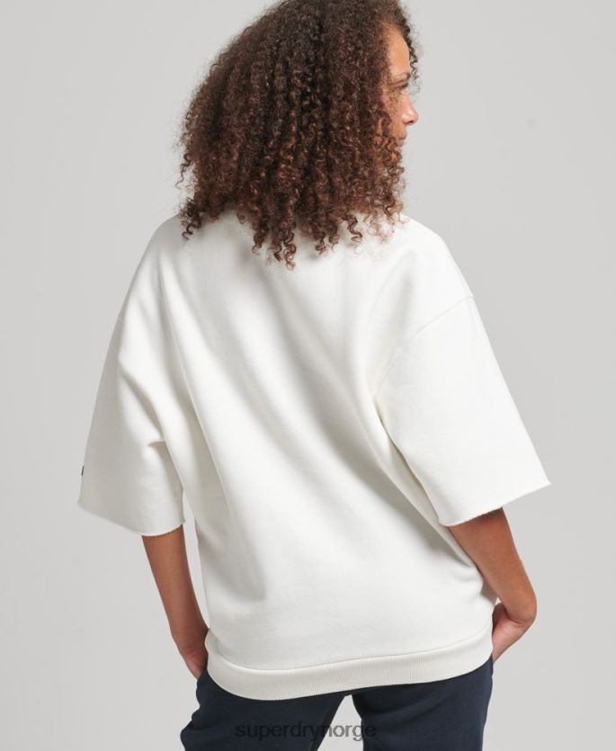 Superdry krem klær 86P46D3477 college kortermet crew sweatshirt kvinner