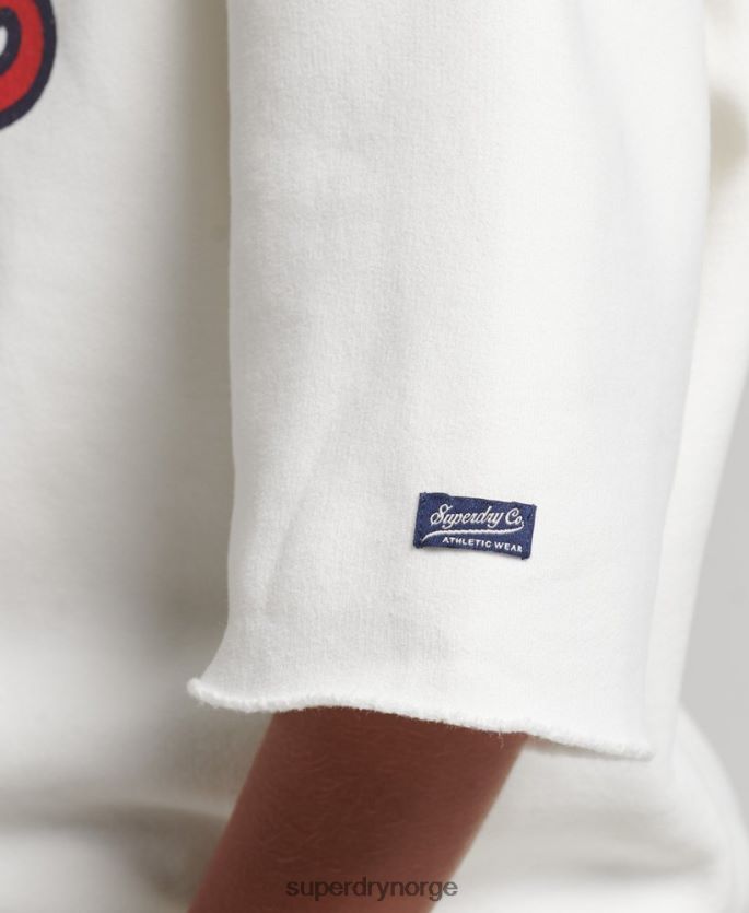 Superdry krem klær 86P46D3477 college kortermet crew sweatshirt kvinner