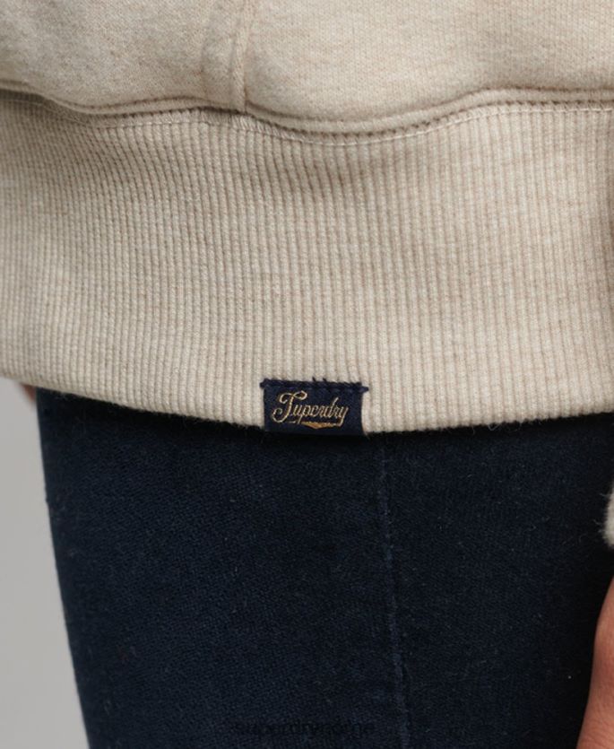 Superdry krem klær 86P46D5743 essensiell borg-fôret hettegenser med glidelås kvinner