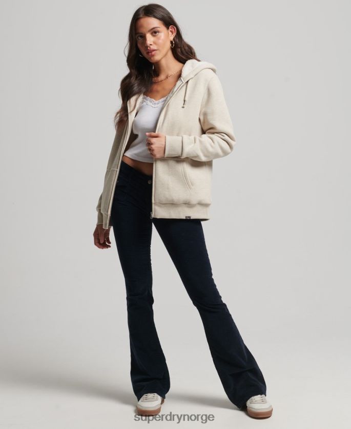Superdry krem klær 86P46D5743 essensiell borg-fôret hettegenser med glidelås kvinner