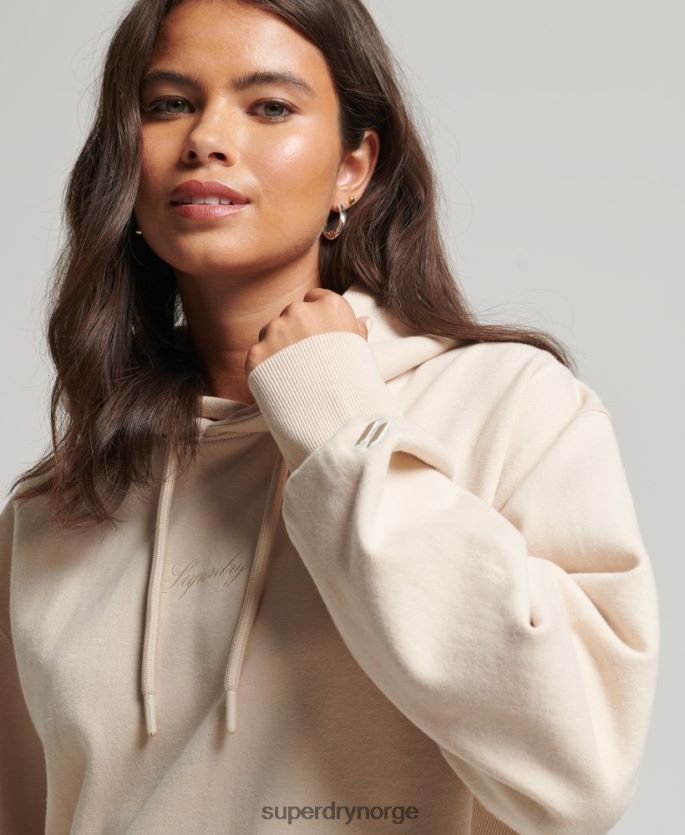 Superdry krem klær 86P46D5911 code s logo heritage oversized hettegenser kvinner