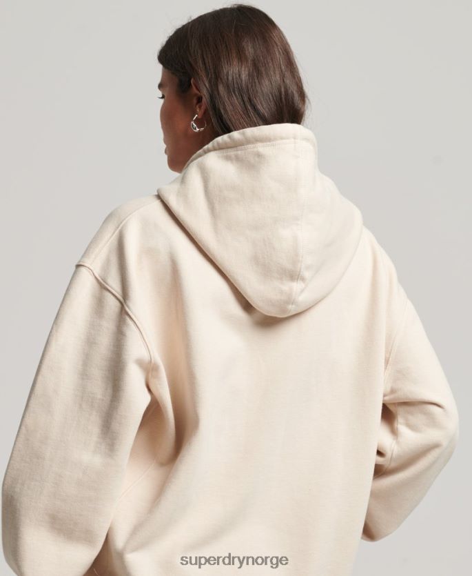 Superdry krem klær 86P46D5911 code s logo heritage oversized hettegenser kvinner
