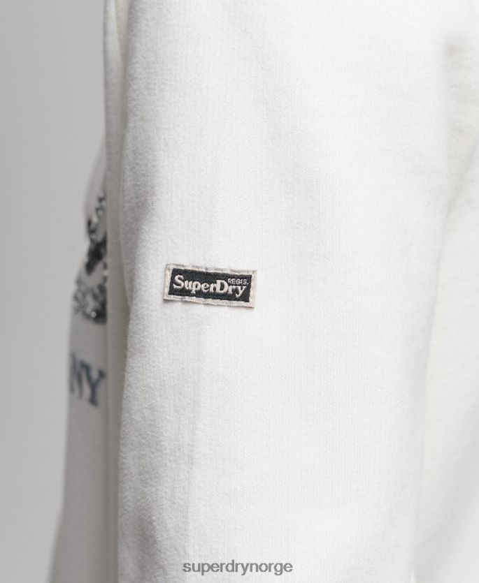 Superdry krem klær 86P46D5945 grafisk logo gnisten hettegenser kvinner