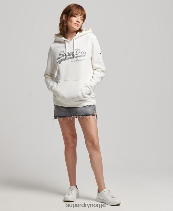 Superdry krem klær 86P46D5945 grafisk logo gnisten hettegenser kvinner