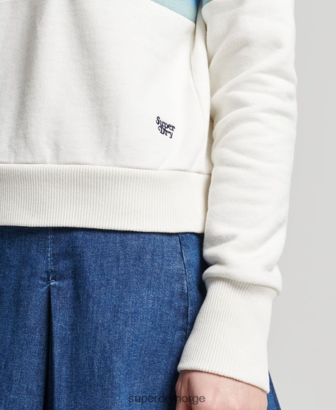 Superdry krem klær 86P46D5995 vintage cali stripe cropped crew sweatshirt kvinner