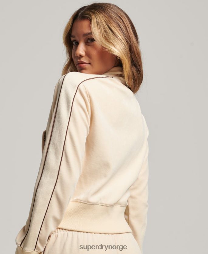 Superdry krem klær 86P46D6068 kode s logo velour track topp kvinner
