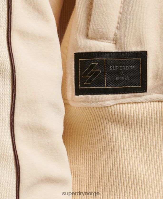 Superdry krem klær 86P46D6068 kode s logo velour track topp kvinner