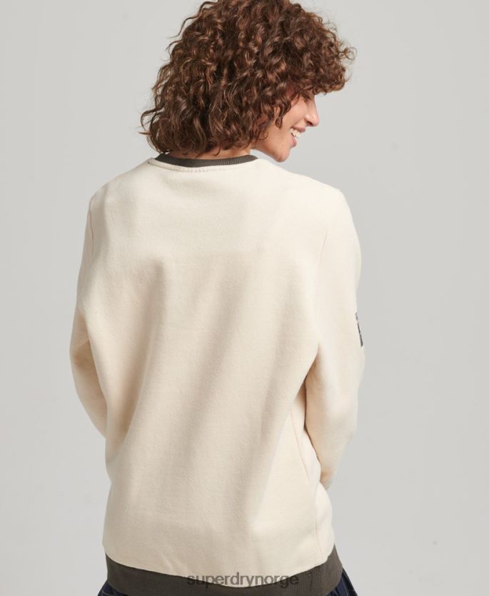 Superdry krem klær 86P46D6134 oversized kjernelogo amerikansk klassisk genser kvinner