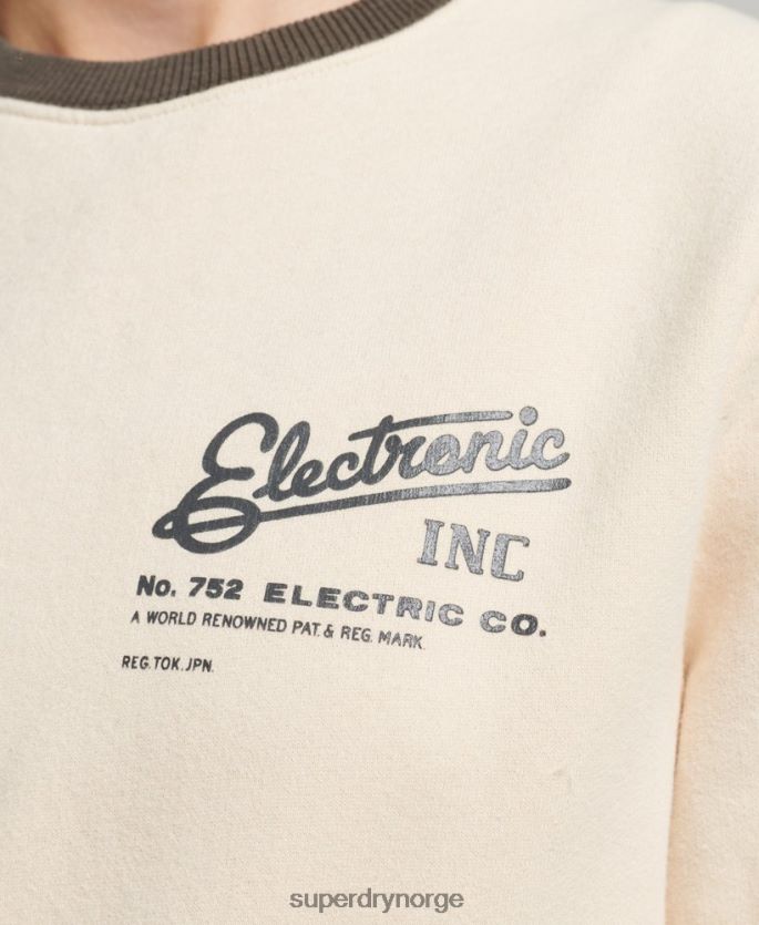 Superdry krem klær 86P46D6134 oversized kjernelogo amerikansk klassisk genser kvinner