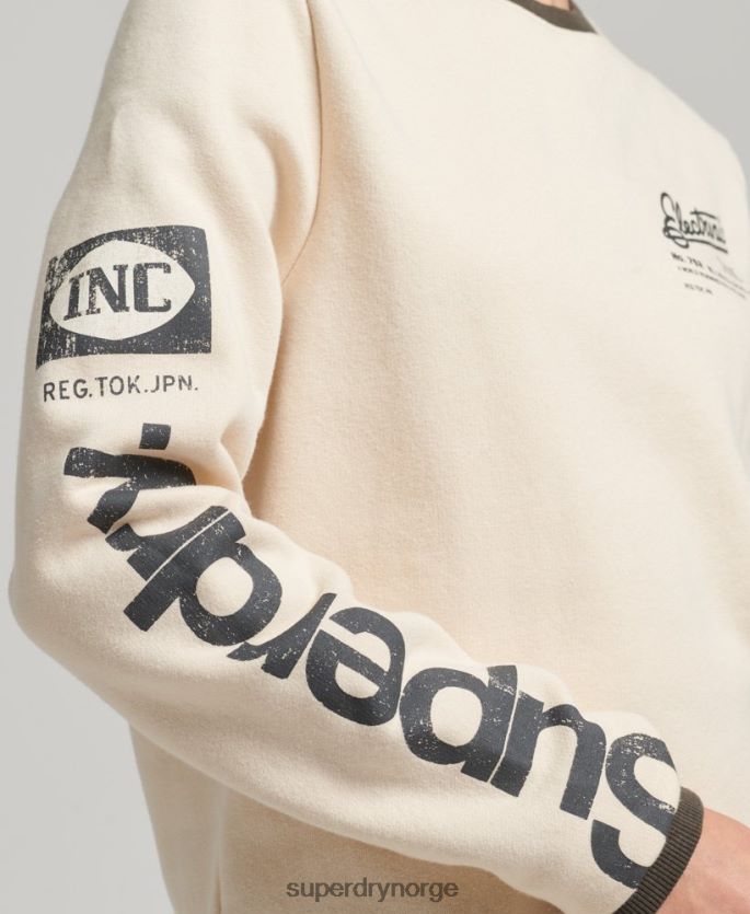 Superdry krem klær 86P46D6134 oversized kjernelogo amerikansk klassisk genser kvinner